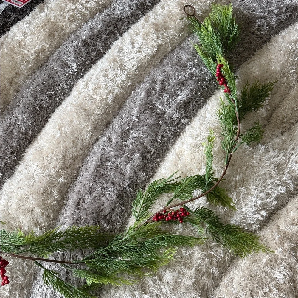 Pine Garland with Red Berry Accents